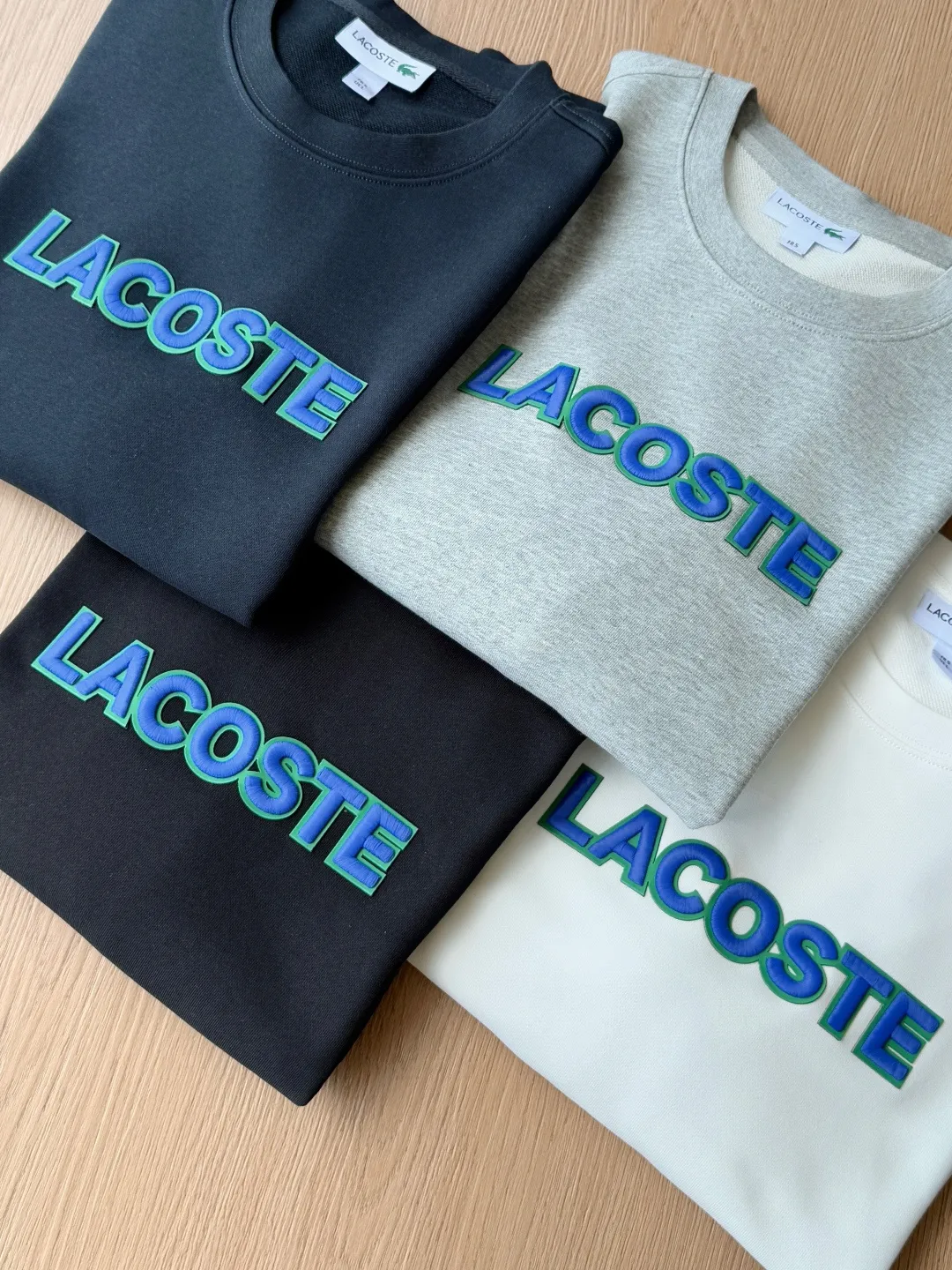 P 120LACOSTE. 2026 Autumn New Product Counter Same Style Printed Cotton Round Neck Sweater 360g Pure Cotton Terry M.L.XL 2XL LA-W 3061